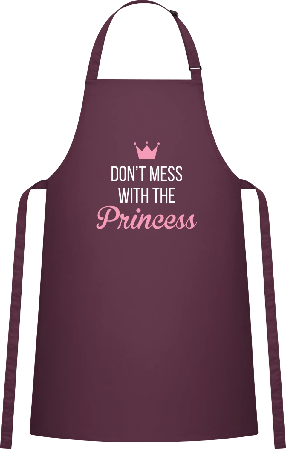 Don't Mess With The Princess - Aubergine Cotton Bib Apron - Front