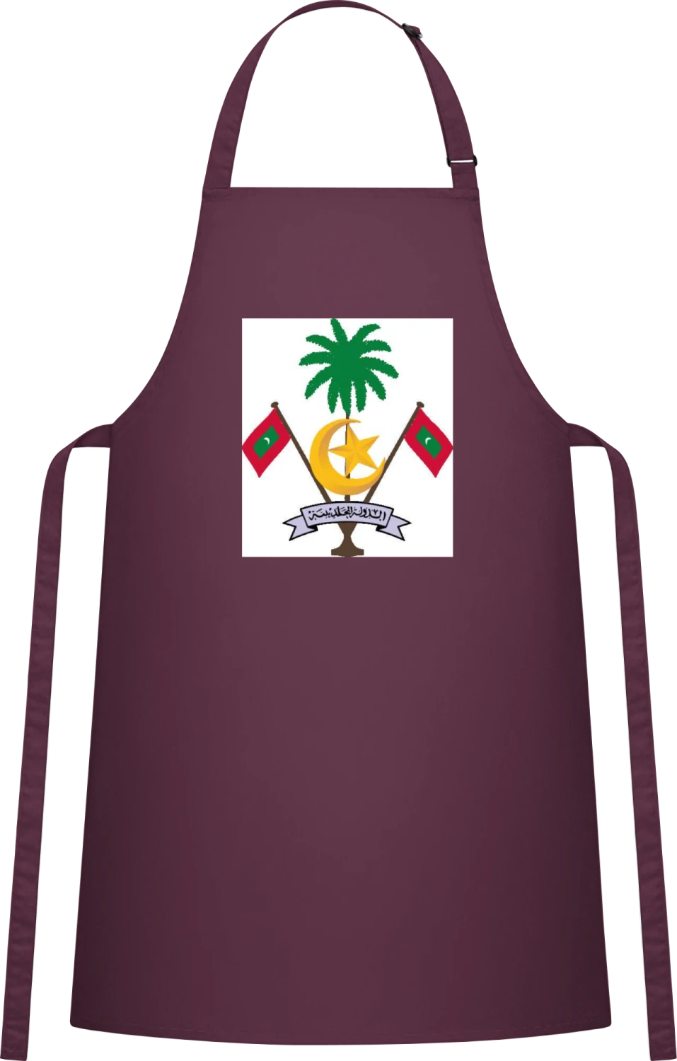 Maldives Coat of Arms - Aubergine Cotton Bib Apron - Front