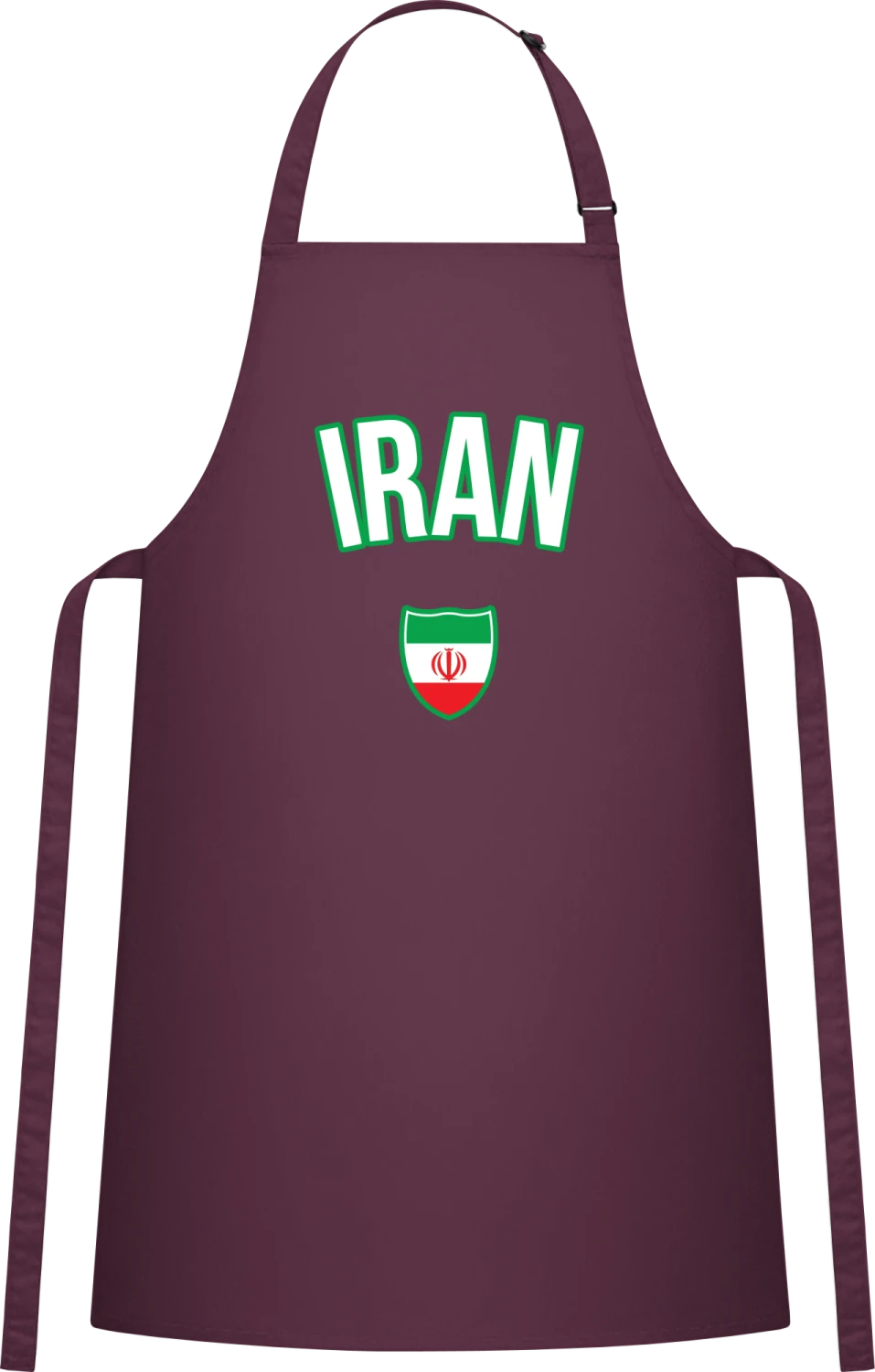 IRAN Fan - Aubergine Cotton Bib Apron - Front