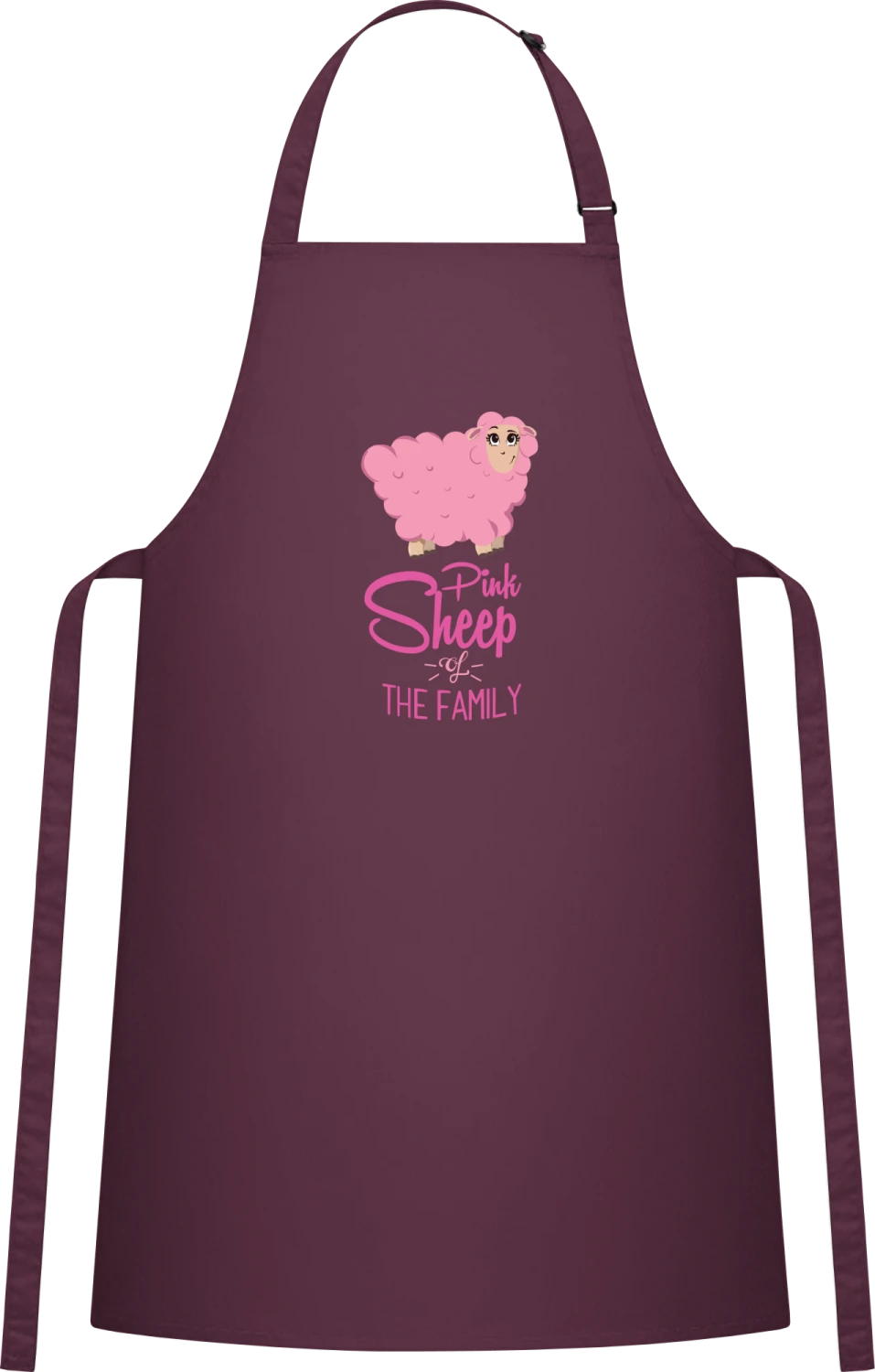 Pink Sheep Of The Family - Aubergine Cotton Bib Apron - Front