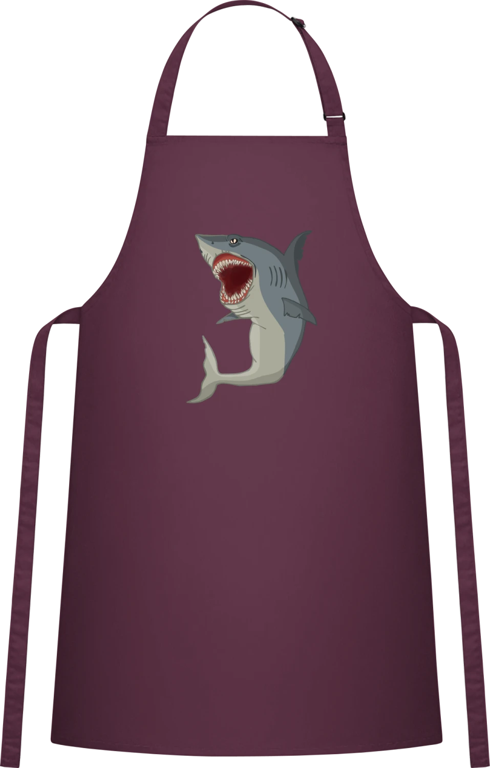 Shark Real - Aubergine Cotton Bib Apron - Front