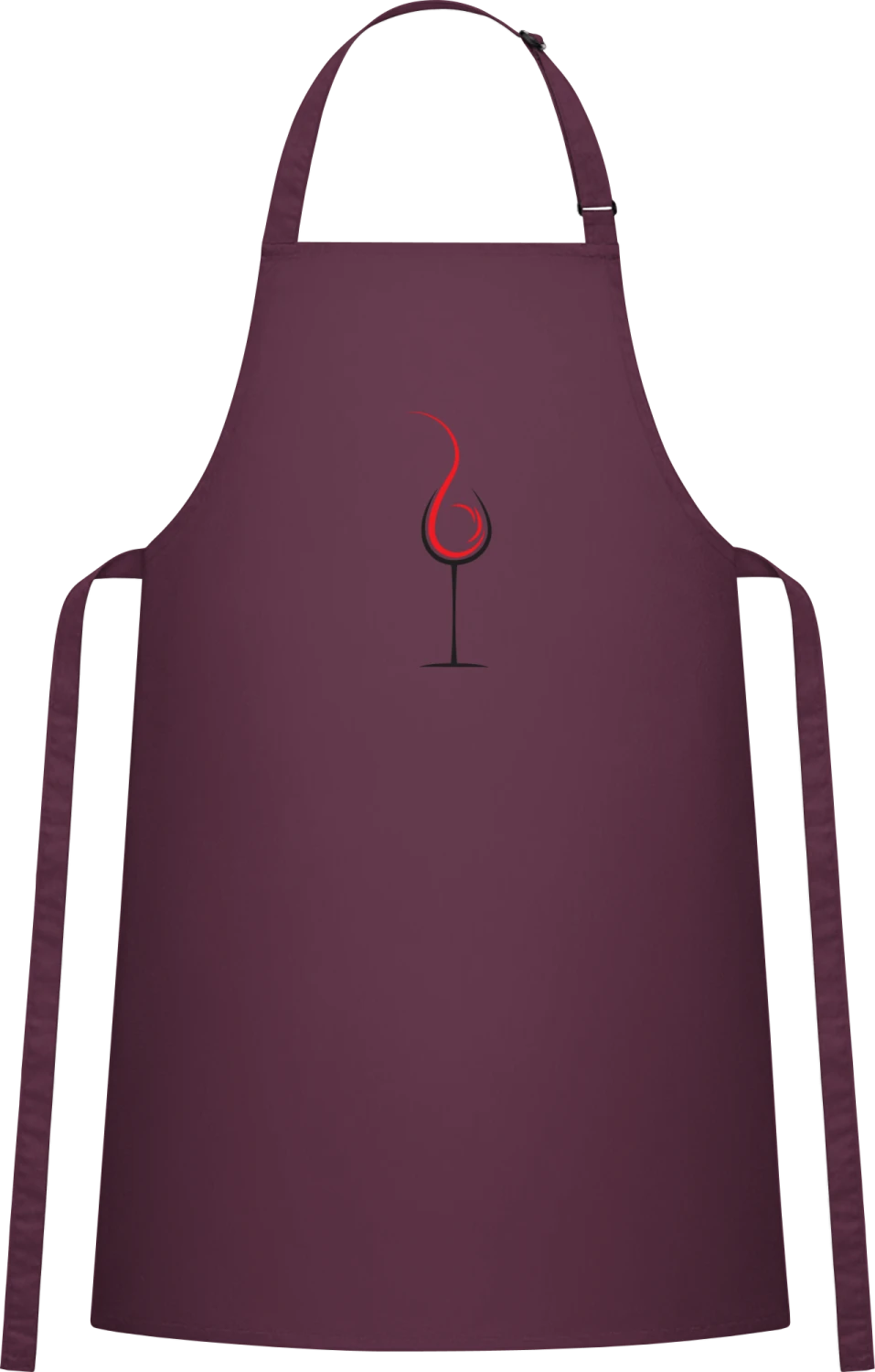 Glass Of Red Wine - Aubergine Cotton Bib Apron - Front