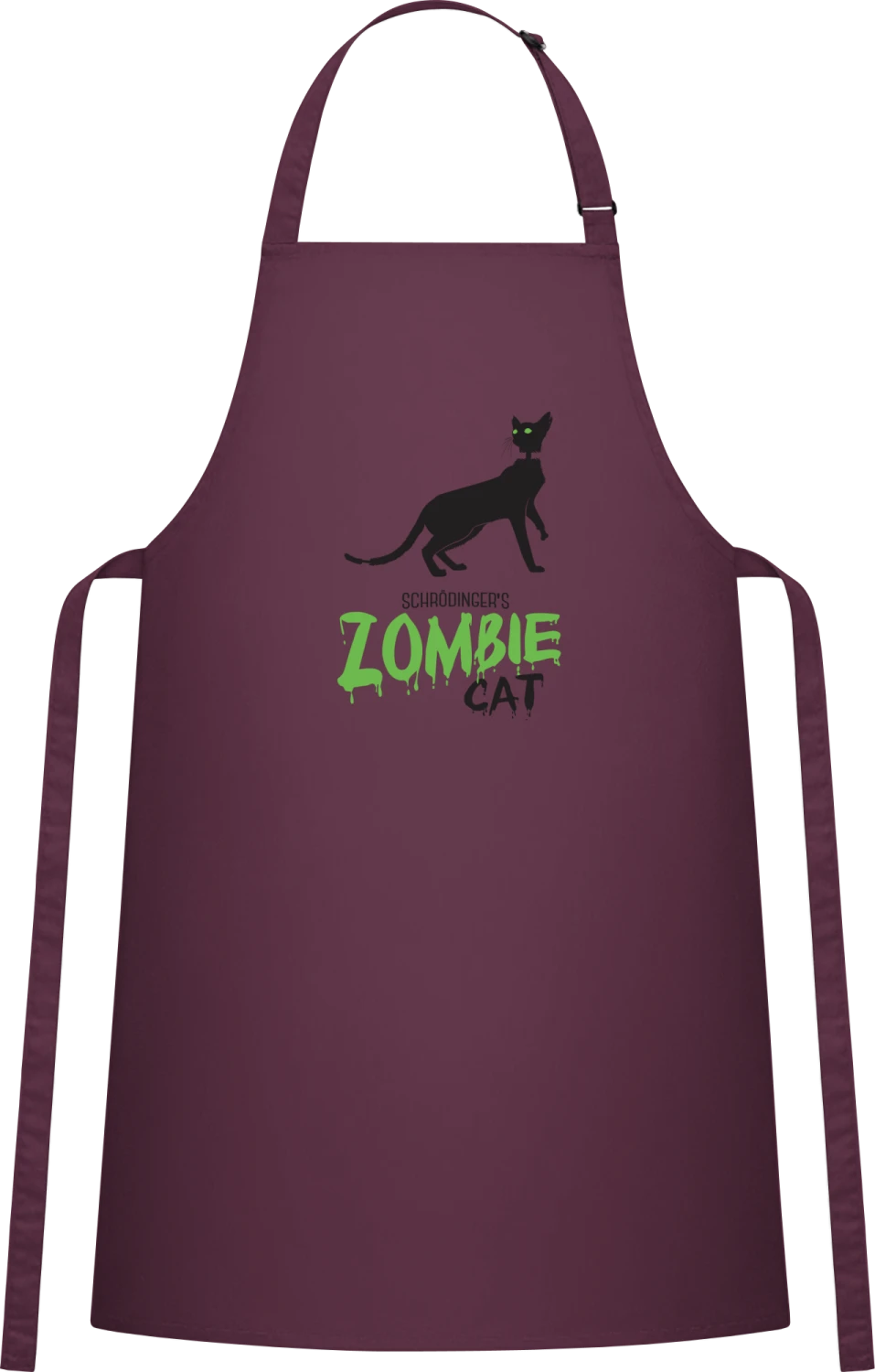 Schrödinger's Zombie Cat - Aubergine Cotton Bib Apron - Front