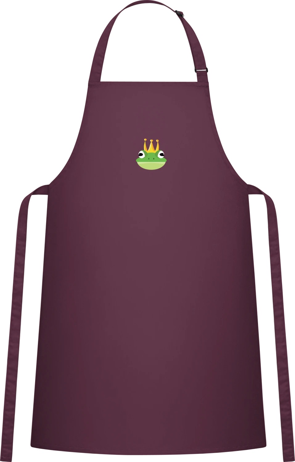 Frog King Head - Aubergine Cotton Bib Apron - Front