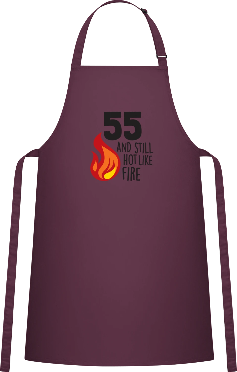 55 And Still Hot Like Fire - Aubergine Cotton Bib Apron - Front