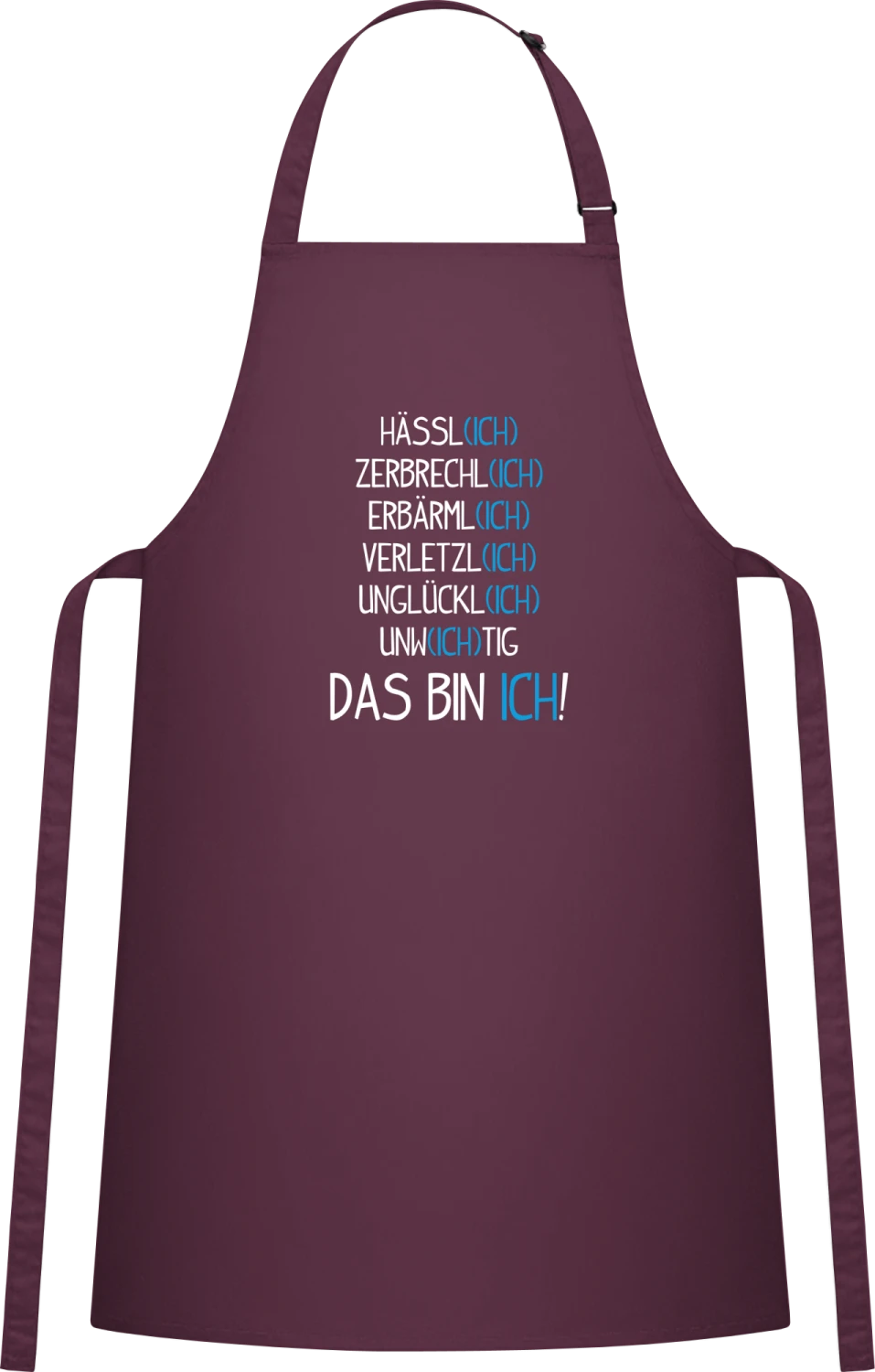 Das bin ich! - Aubergine Cotton Bib Apron - Front