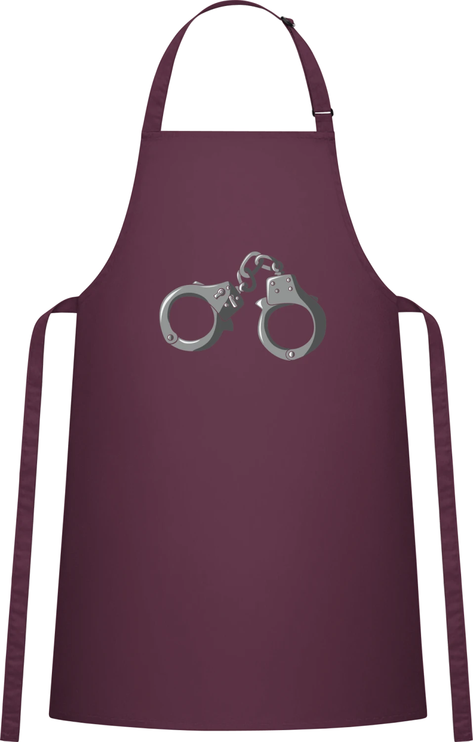 Handcuff Illustration - Aubergine Cotton Bib Apron - Front