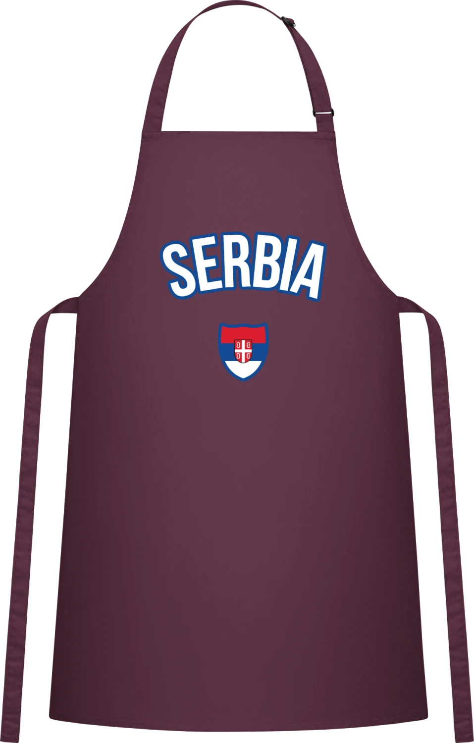 SERBIA Fan - Aubergine Cotton Bib Apron - Front