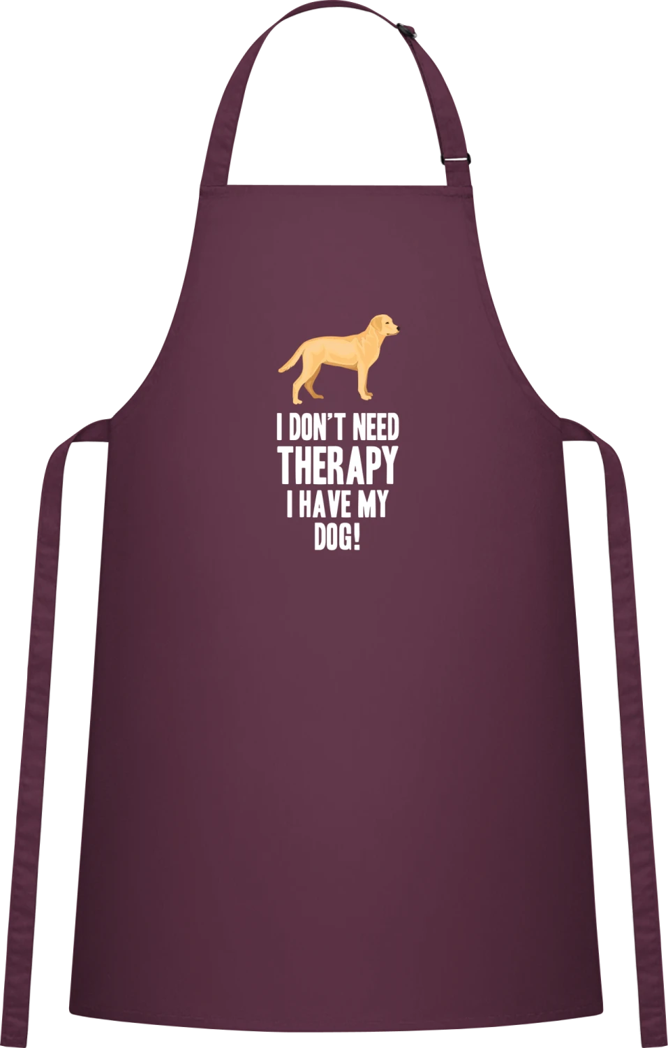 No Therapy Just My Dog - Aubergine Cotton Bib Apron - Front