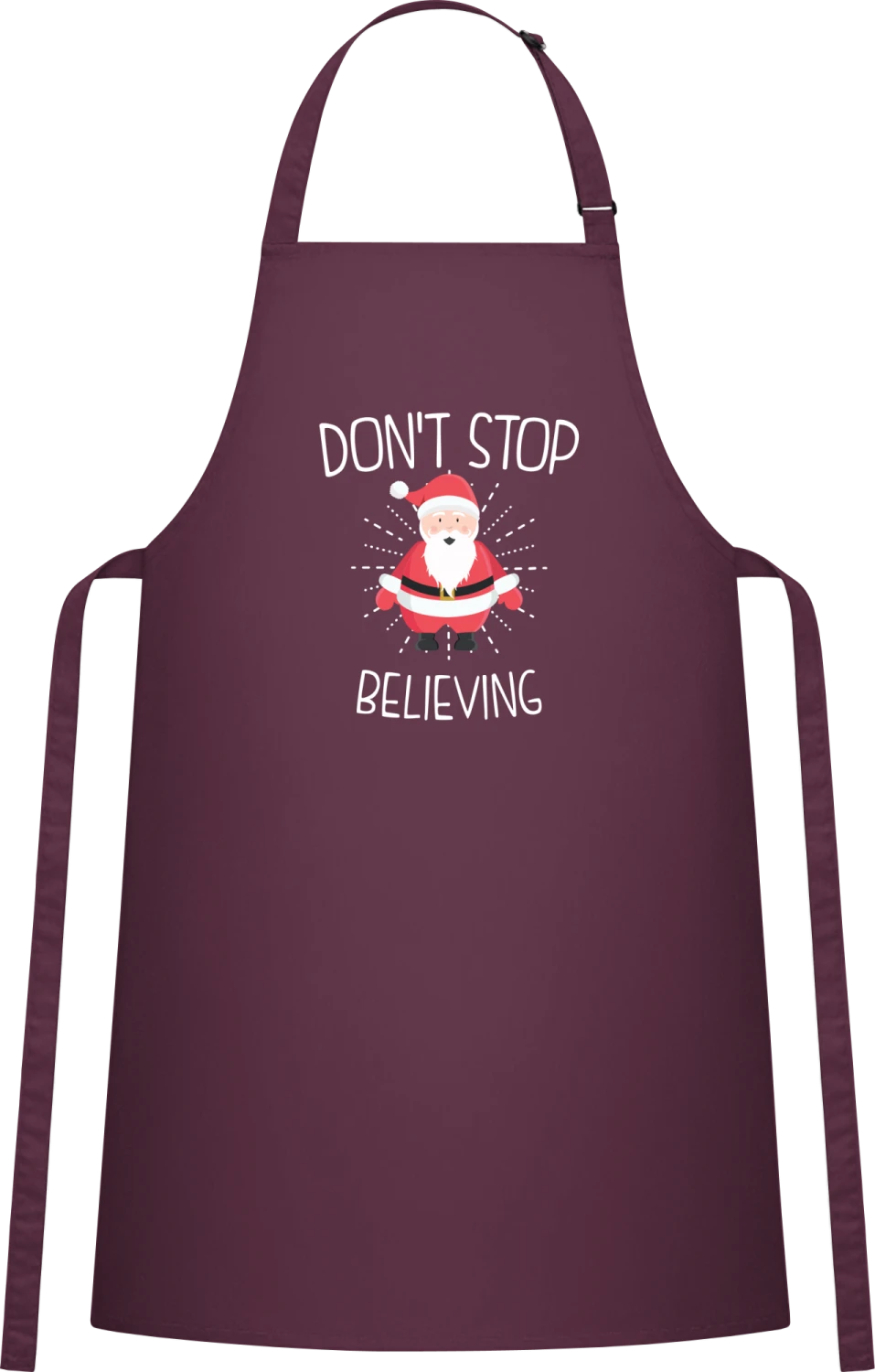 Don't Stop Believing - Aubergine Cotton Bib Apron - Front