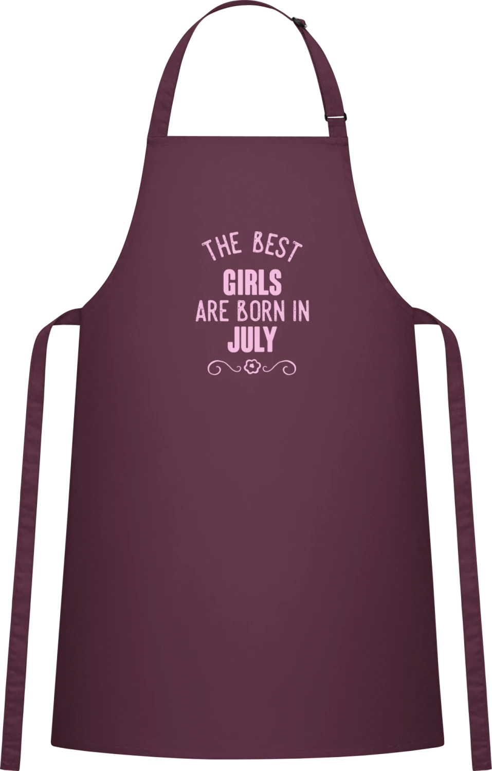 The Best Girls Are Born In July - Aubergine Cotton Bib Apron - Front