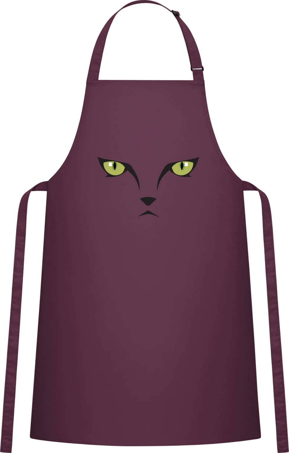 Cat Eyes - Aubergine Cotton Bib Apron - Front