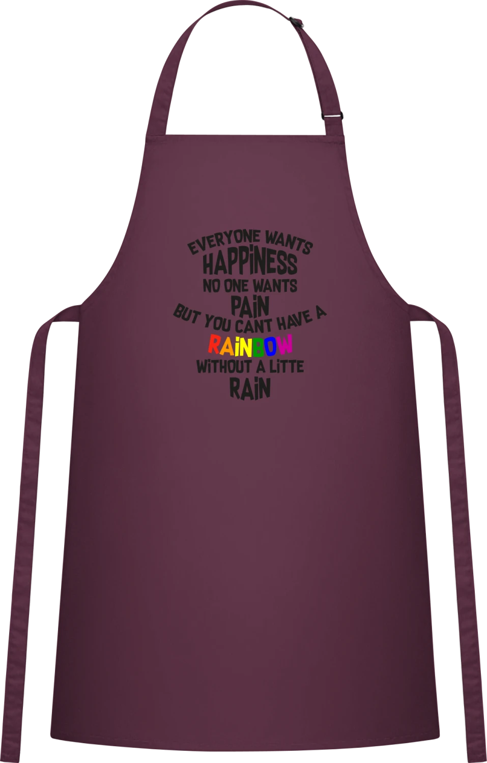 Everyone Wants Happiness - Aubergine Cotton Bib Apron - Front