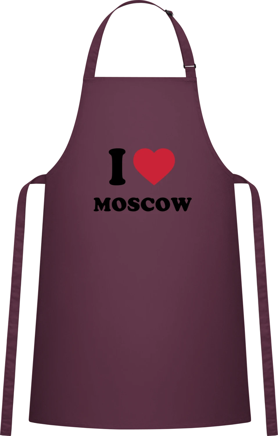 I love Moscow - Aubergine Cotton Bib Apron - Front