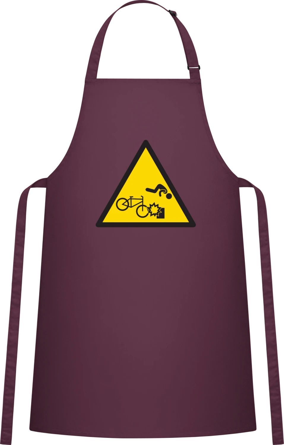 Warning Sign Barrier - Aubergine Cotton Bib Apron - Front