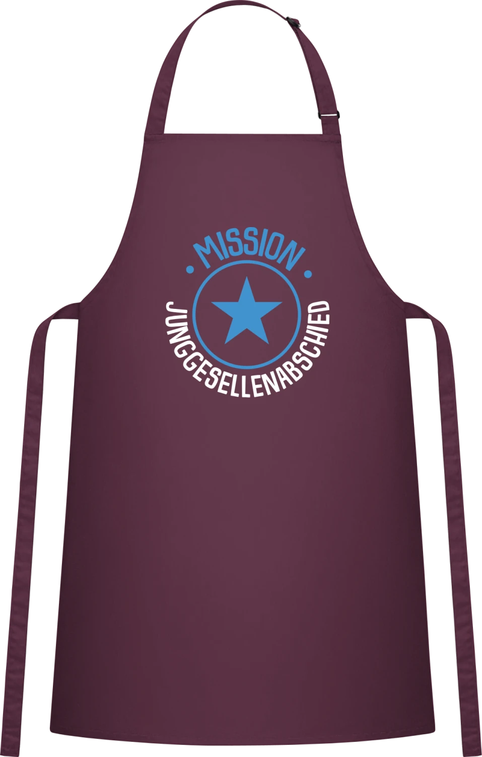 Mission Jungesellenabschied - Aubergine Cotton Bib Apron - Front