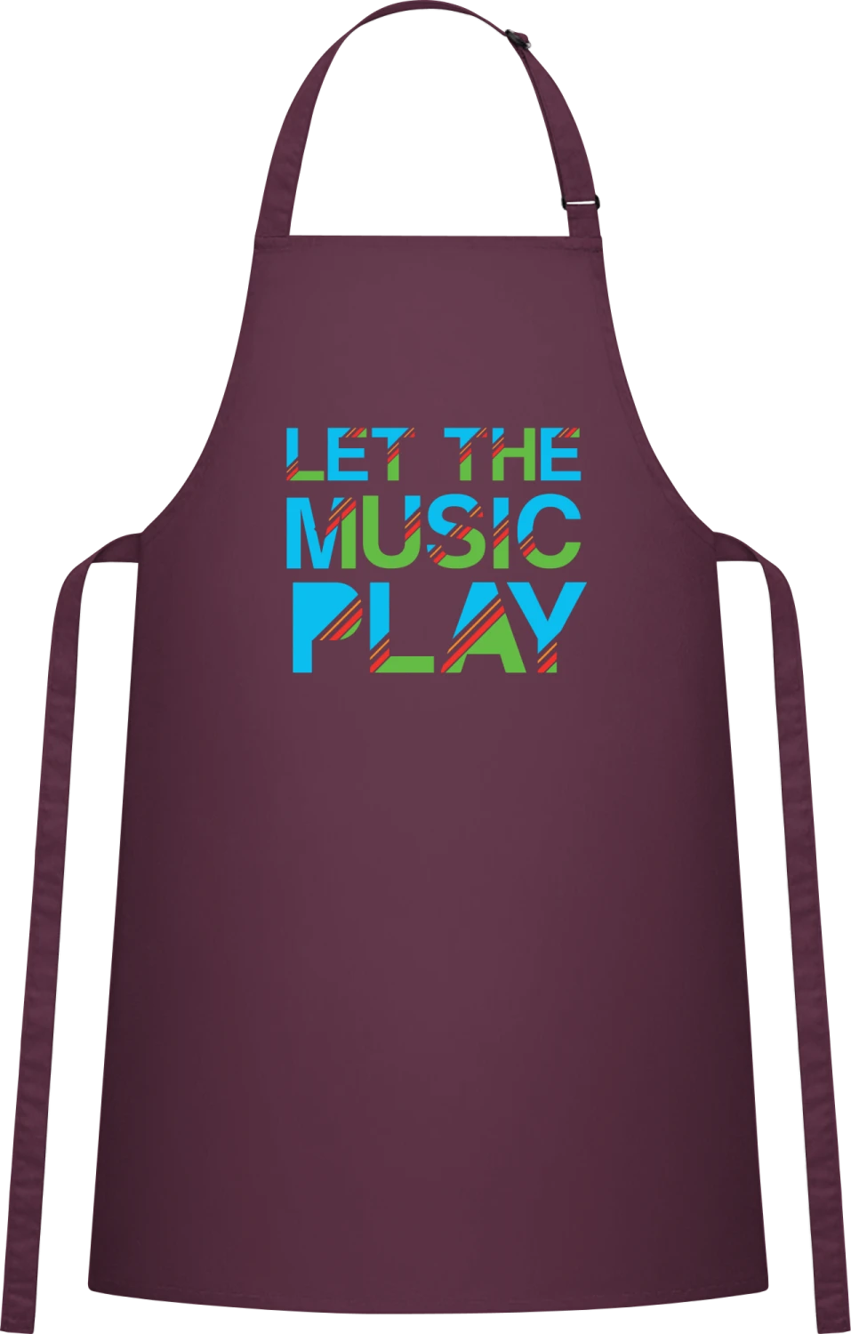 Let The Music Play - Aubergine Cotton Bib Apron - Front