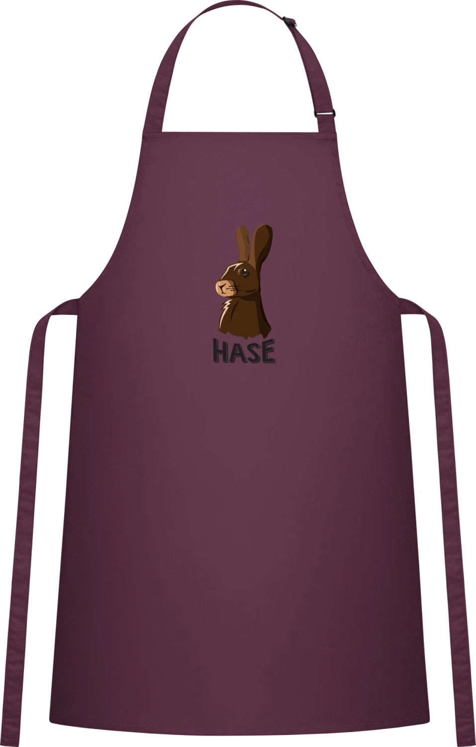 Hase illustriert - Aubergine Cotton Bib Apron - Front