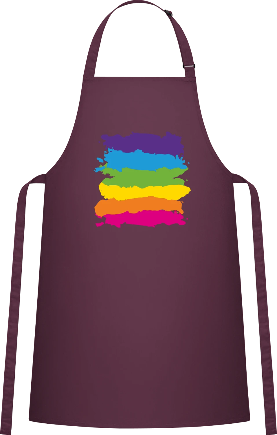 Rainbow Splash - Aubergine Cotton Bib Apron - Front