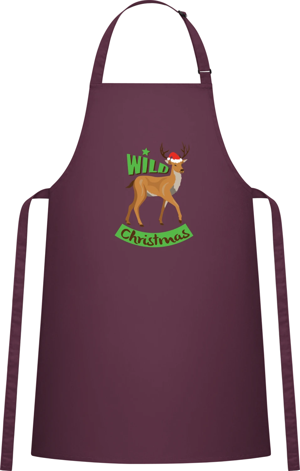 Wild Christmas - Aubergine Cotton Bib Apron - Front