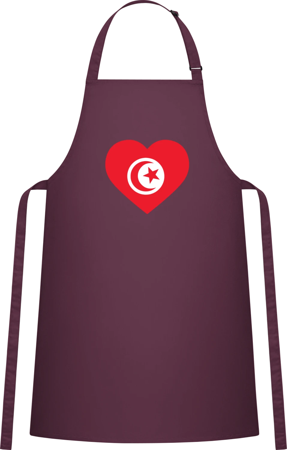 Tunisian Heart Flag - Aubergine Cotton Bib Apron - Front