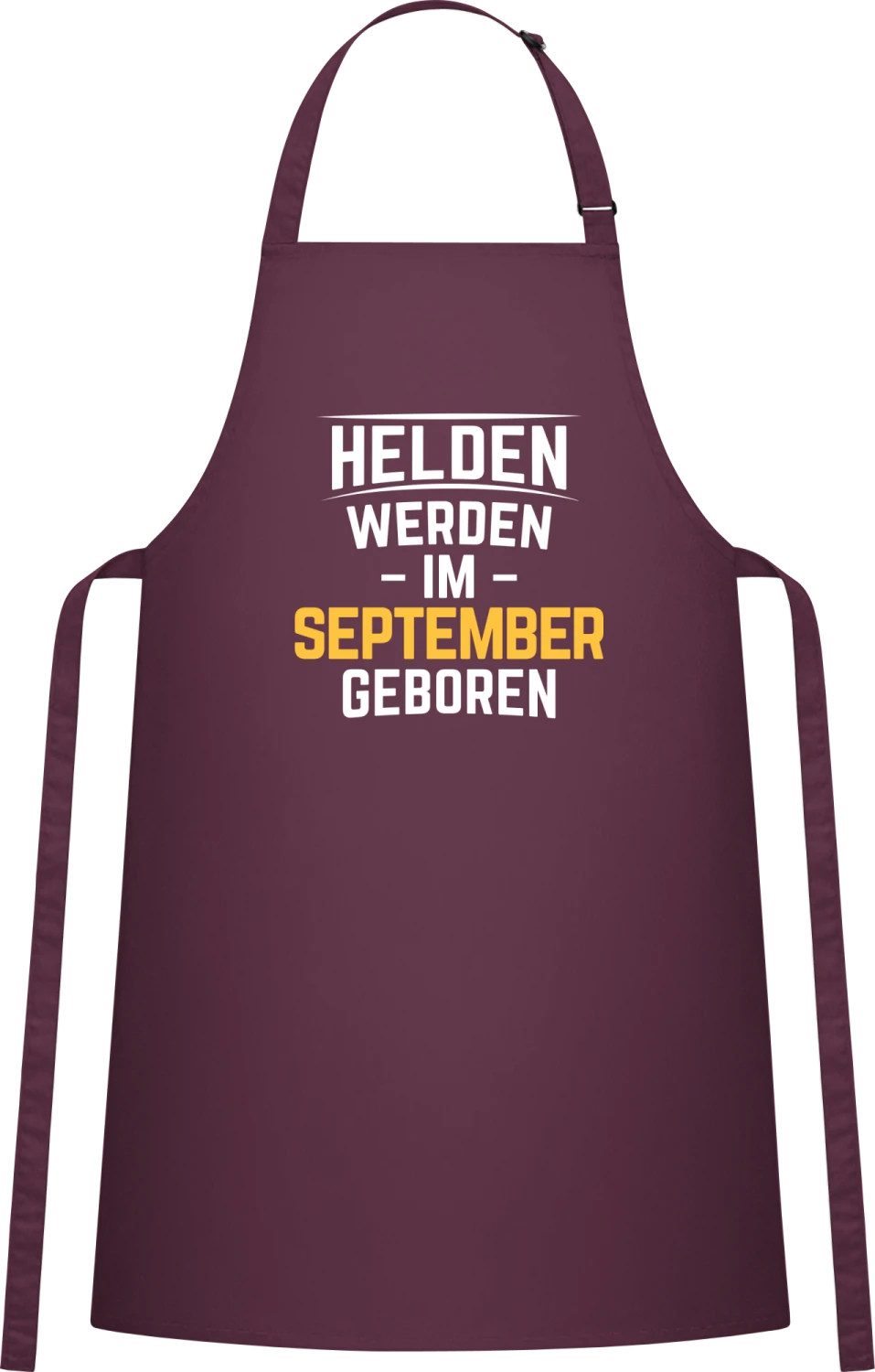 Helden werden im September geboren - Aubergine Cotton Bib Apron - Front