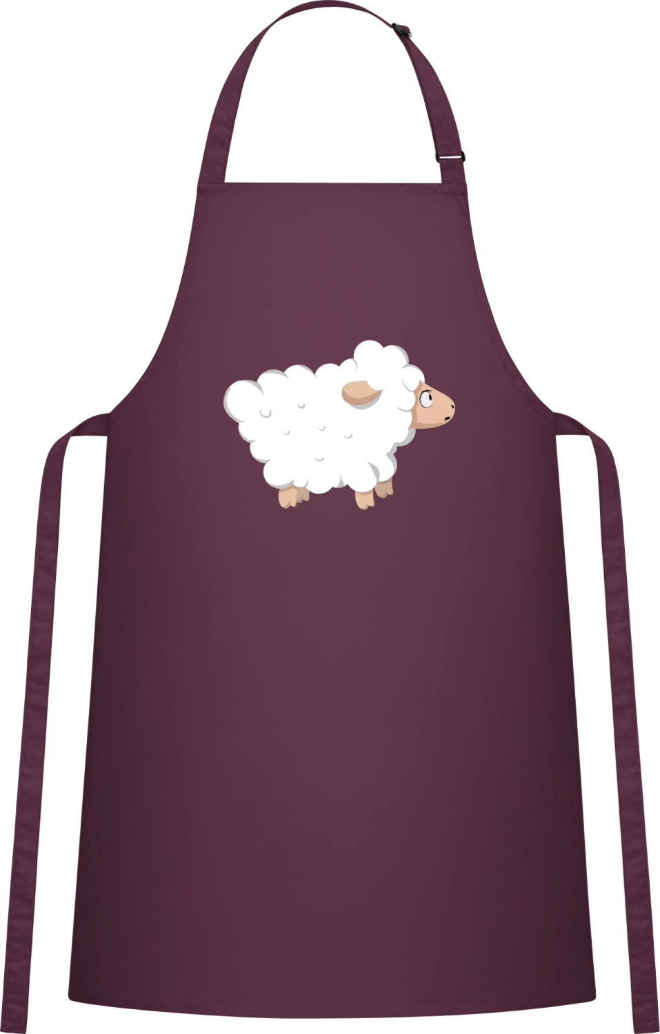 Scared Sheep - Aubergine Cotton Bib Apron - Front