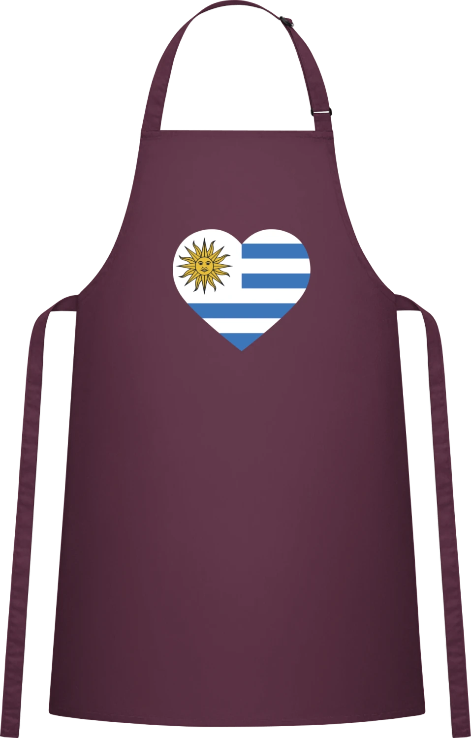 Uruguay Heart Flag - Aubergine Cotton Bib Apron - Front