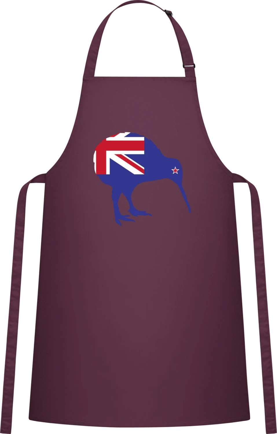 Kiwi New Zealand Flag - Aubergine Cotton Bib Apron - Front