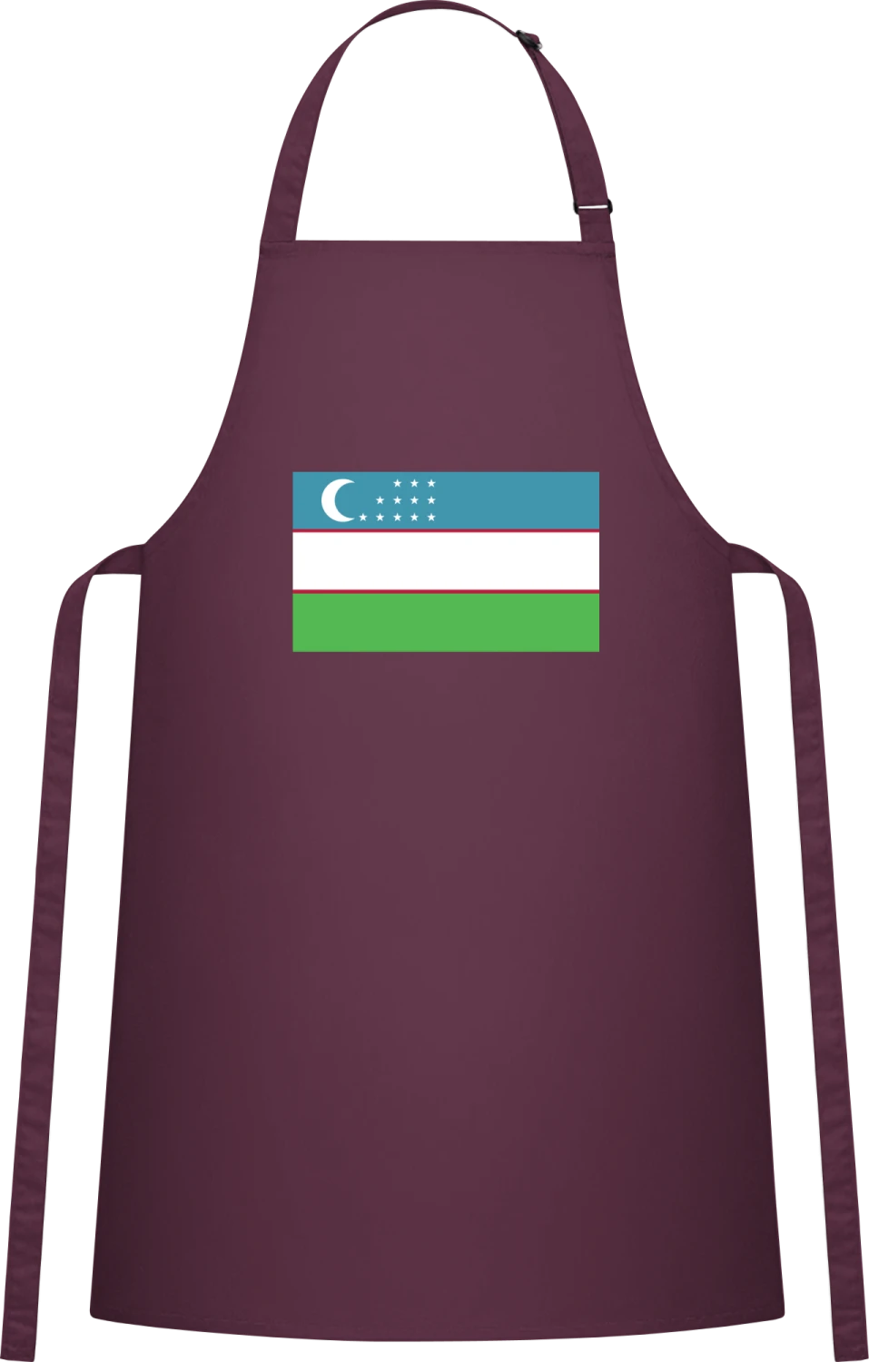 Uzbekistan Flag - Aubergine Cotton Bib Apron - Front