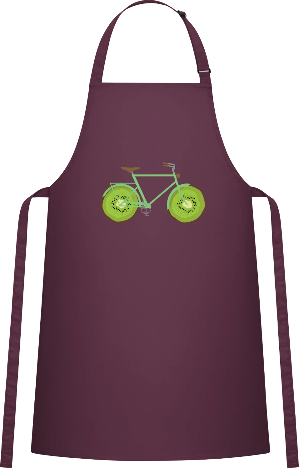 Kiwi Bicycle - Aubergine Cotton Bib Apron - Front