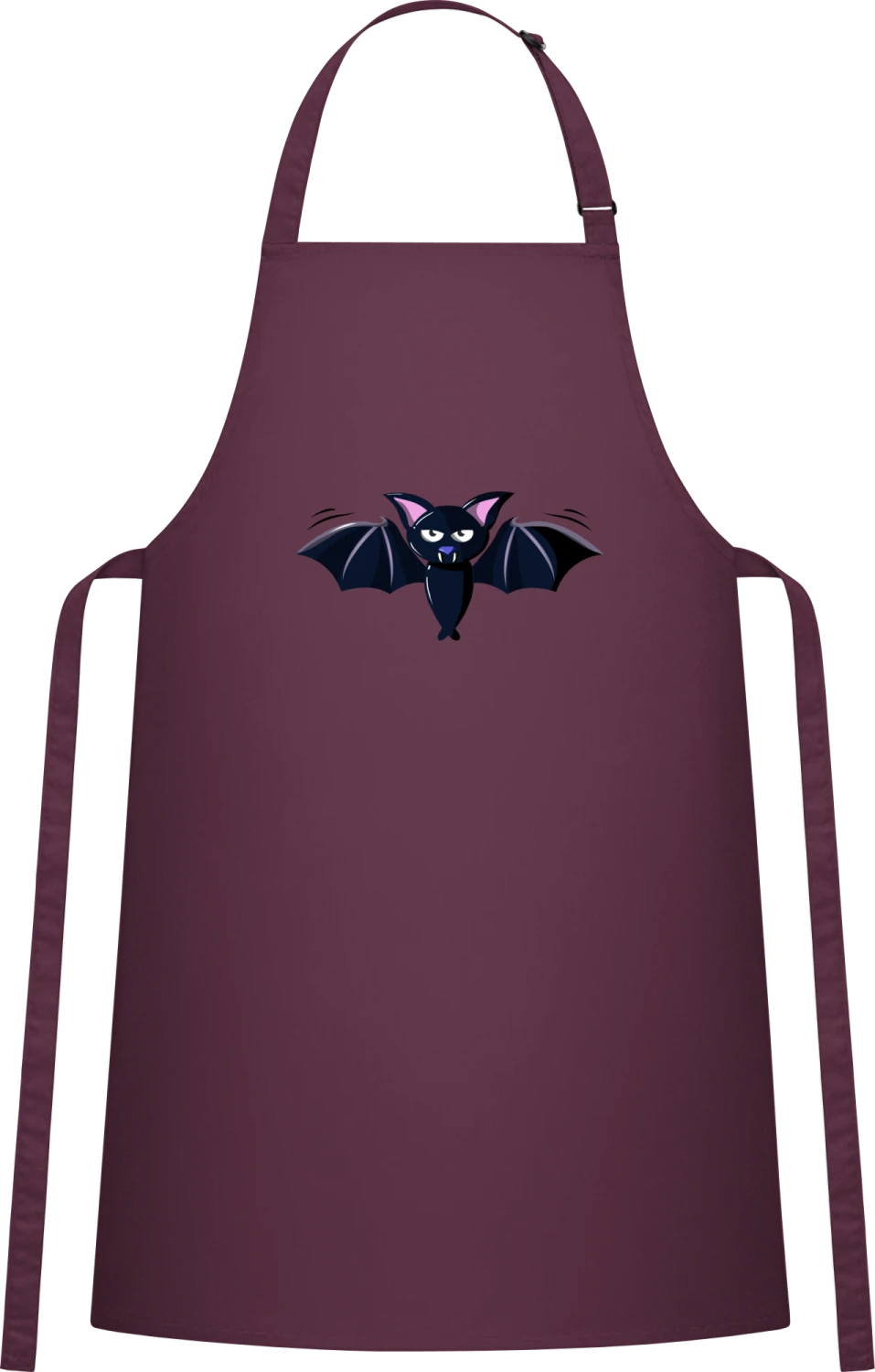 Cute Bat Comic - Aubergine Cotton Bib Apron - Front