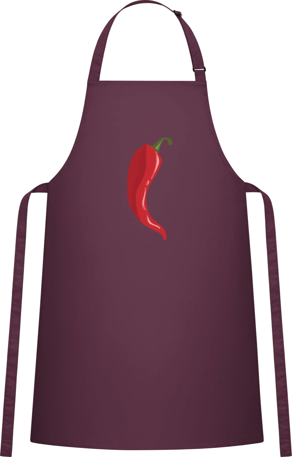 Chili Illustration - Aubergine Cotton Bib Apron - Front