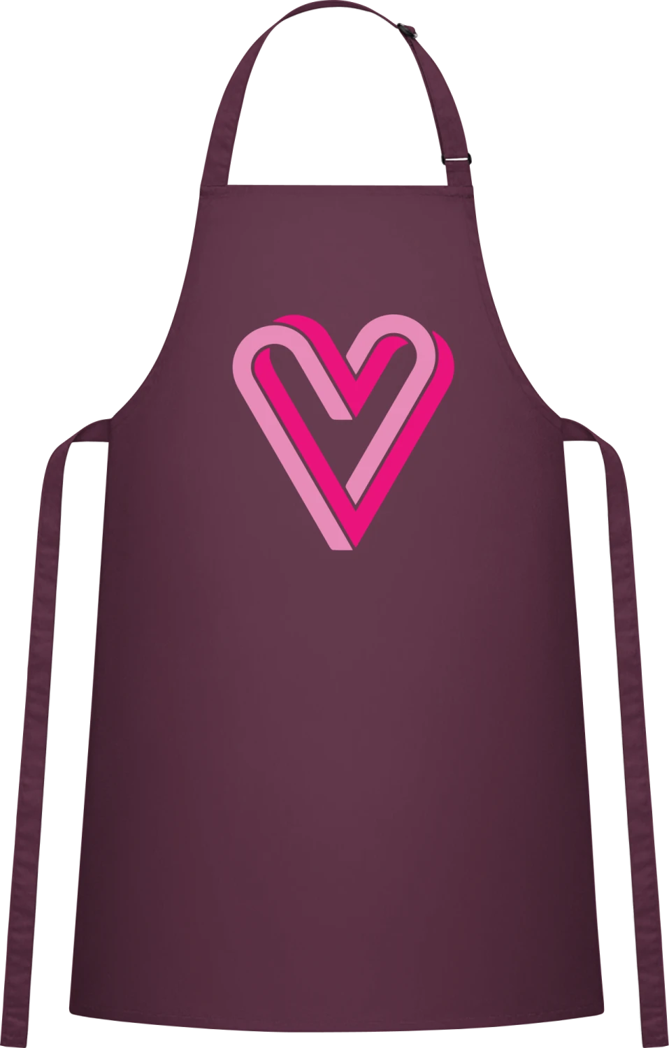 Heart Illusion - Aubergine Cotton Bib Apron - Front