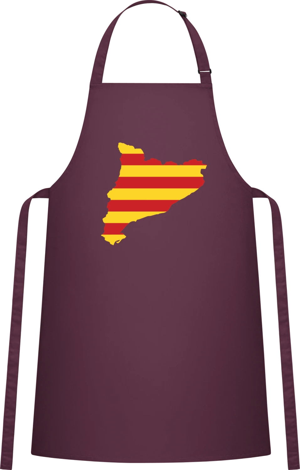 Catalonia Map Flag - Aubergine Cotton Bib Apron - Front