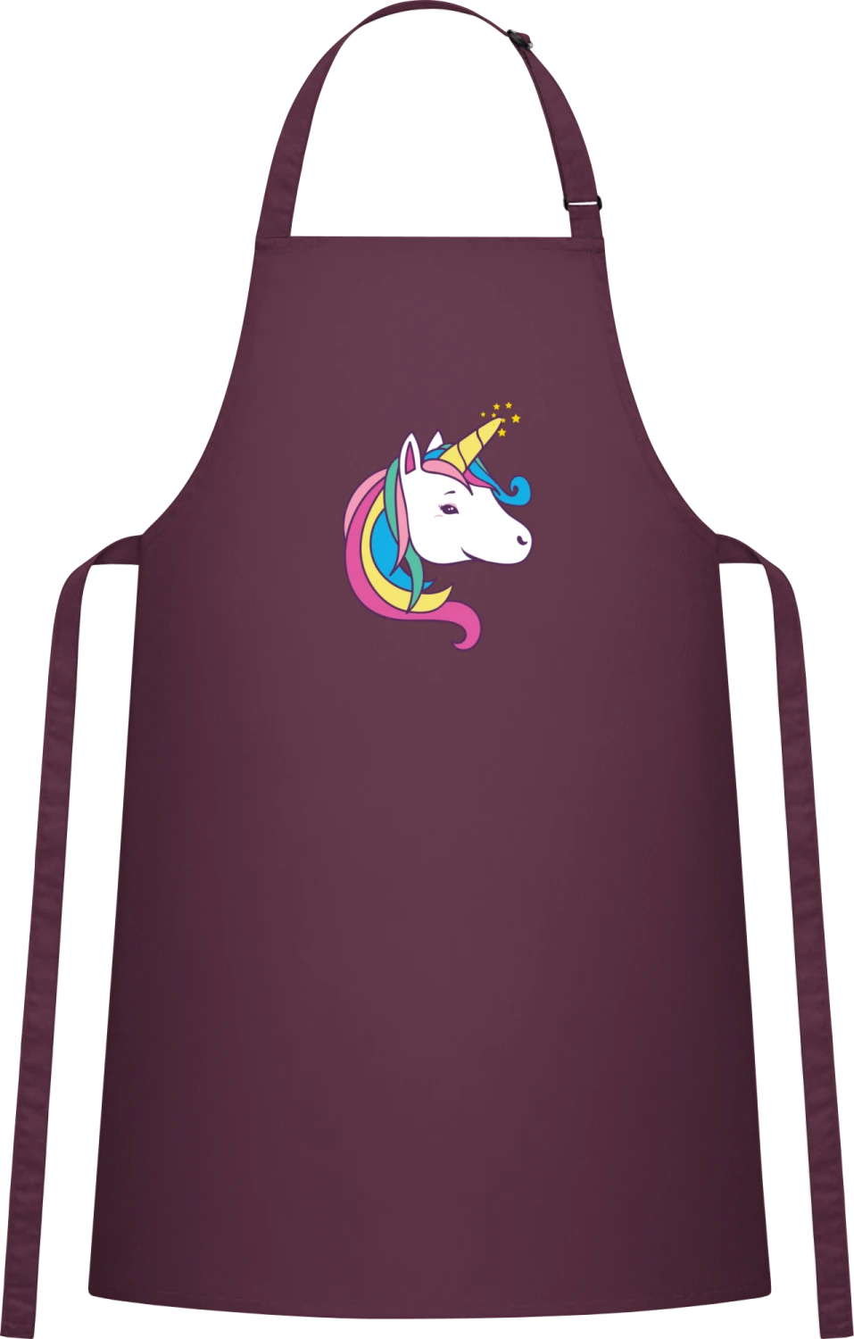 Unicorn Face - Aubergine Cotton Bib Apron - Front