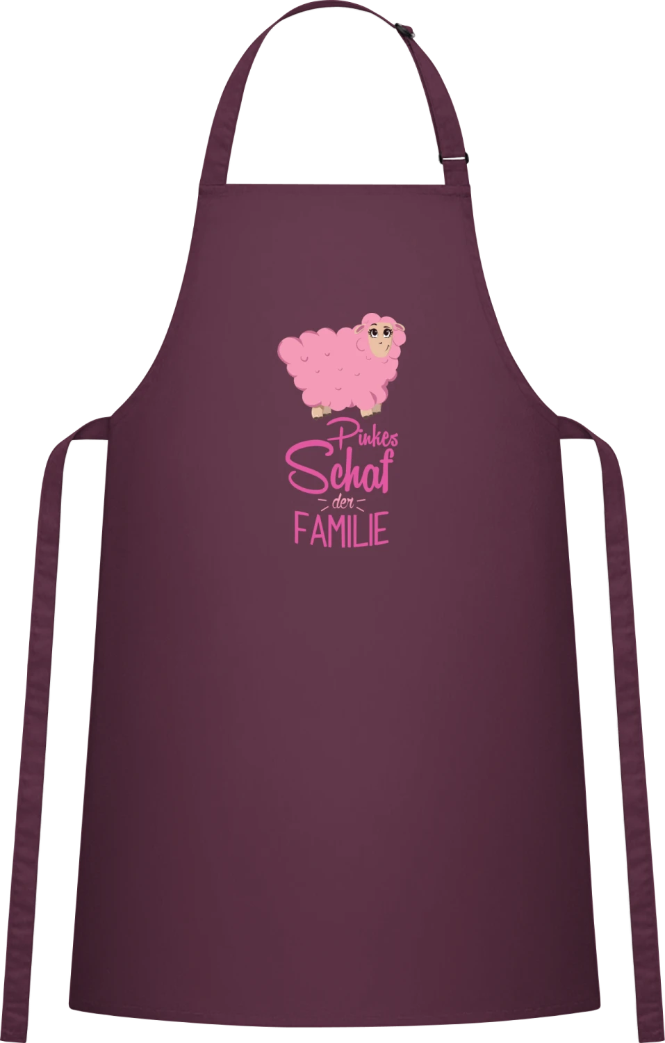 Pinkes Schaf der Familie - Aubergine Cotton Bib Apron - Front