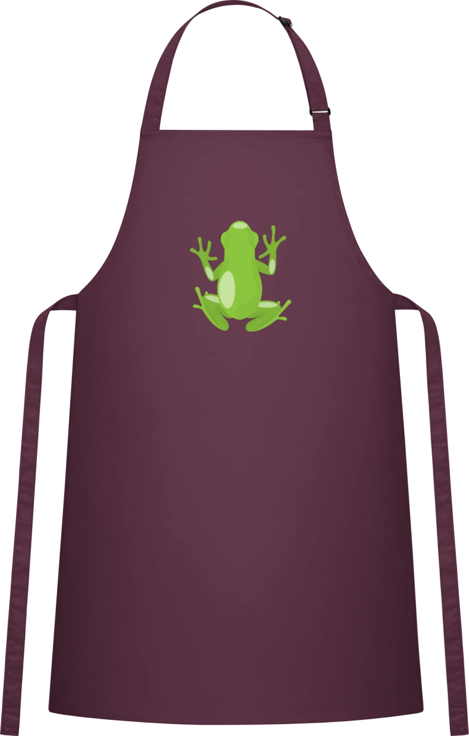 Climbing Frog Illustration - Aubergine Cotton Bib Apron - Front