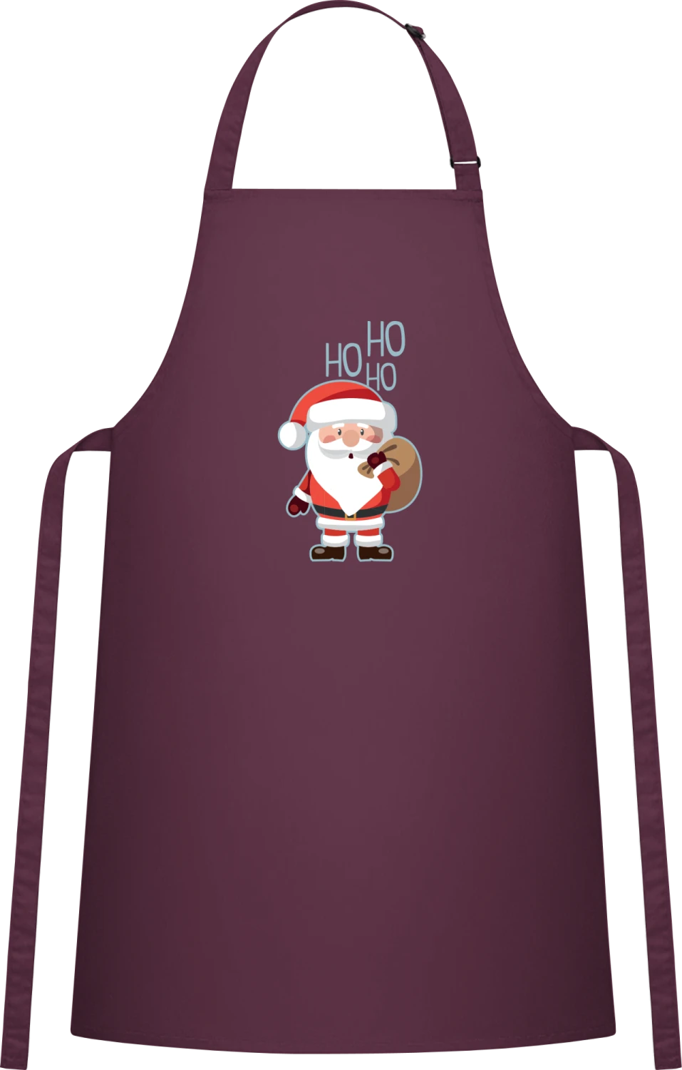 Ho Ho Ho Santa Claus - Aubergine Cotton Bib Apron - Front