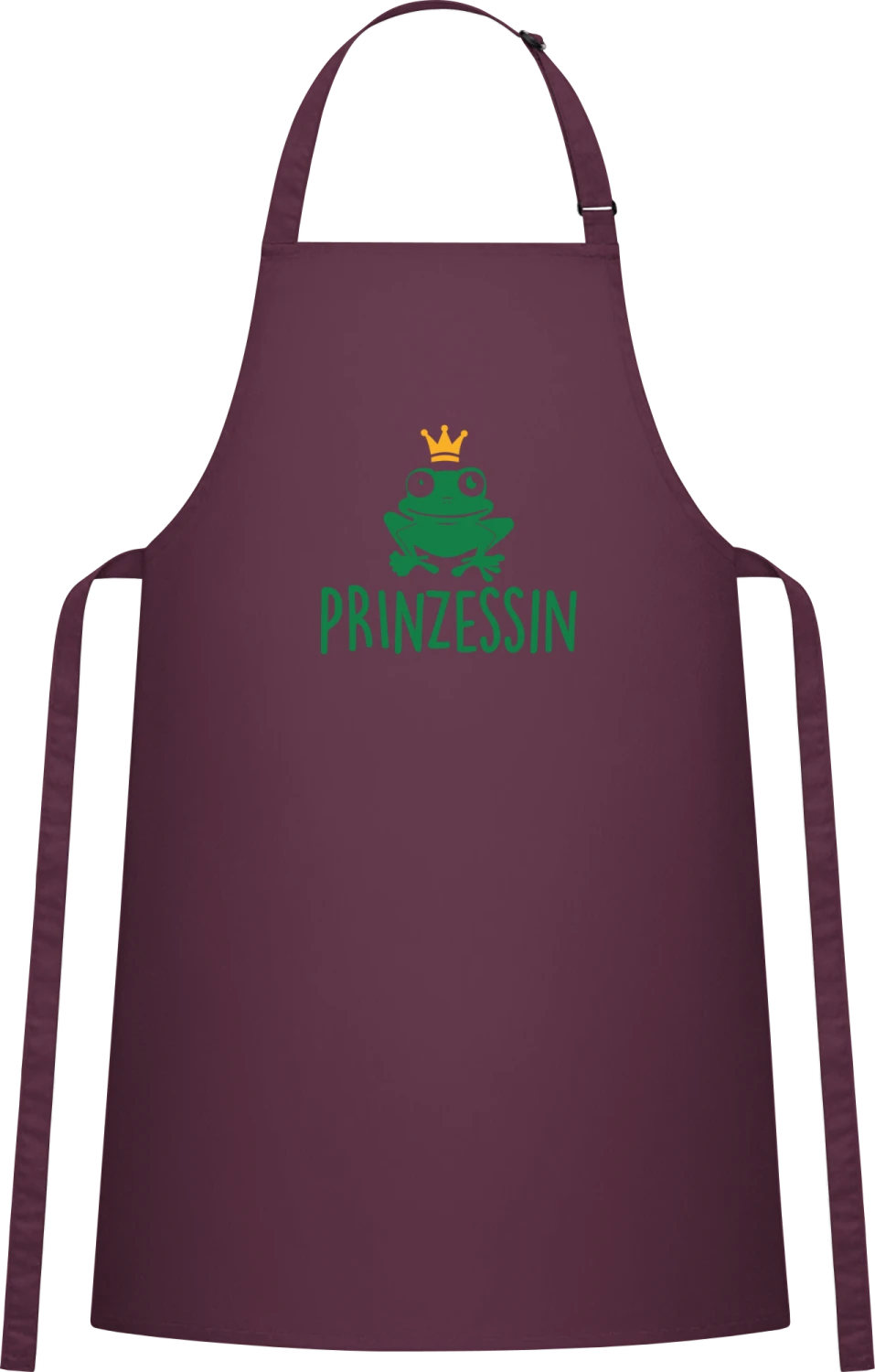 Frosch Prinzessin - Aubergine Cotton Bib Apron - Front