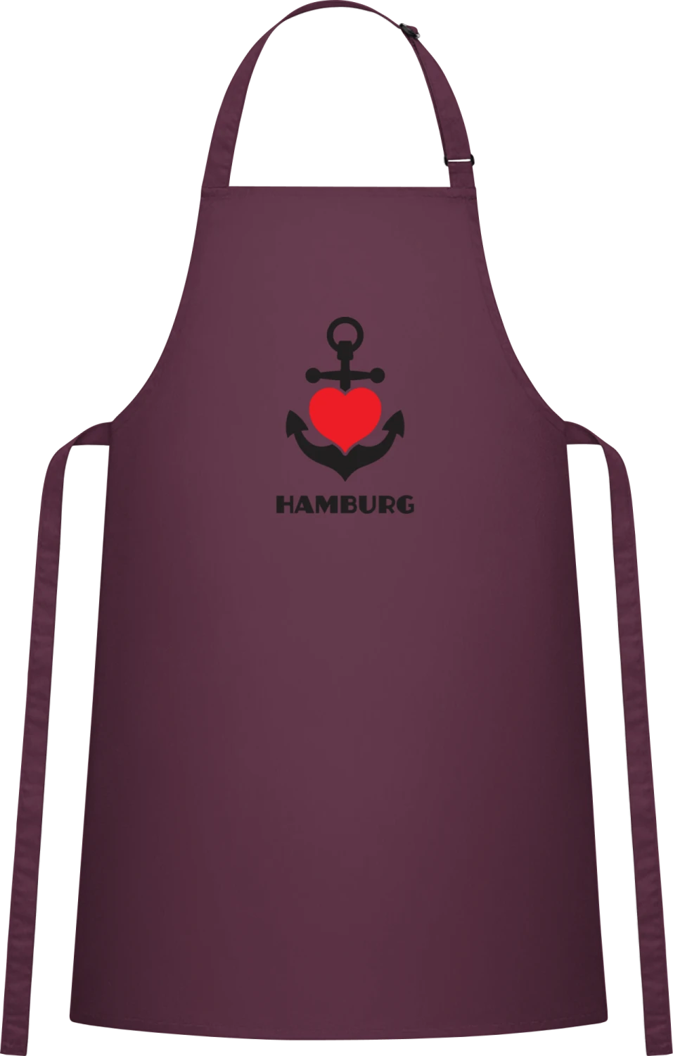 Hamburg Souvenier - Aubergine Cotton Bib Apron - Front