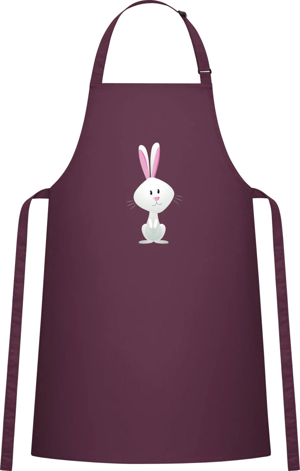 Happy Rabbit - Aubergine Cotton Bib Apron - Front