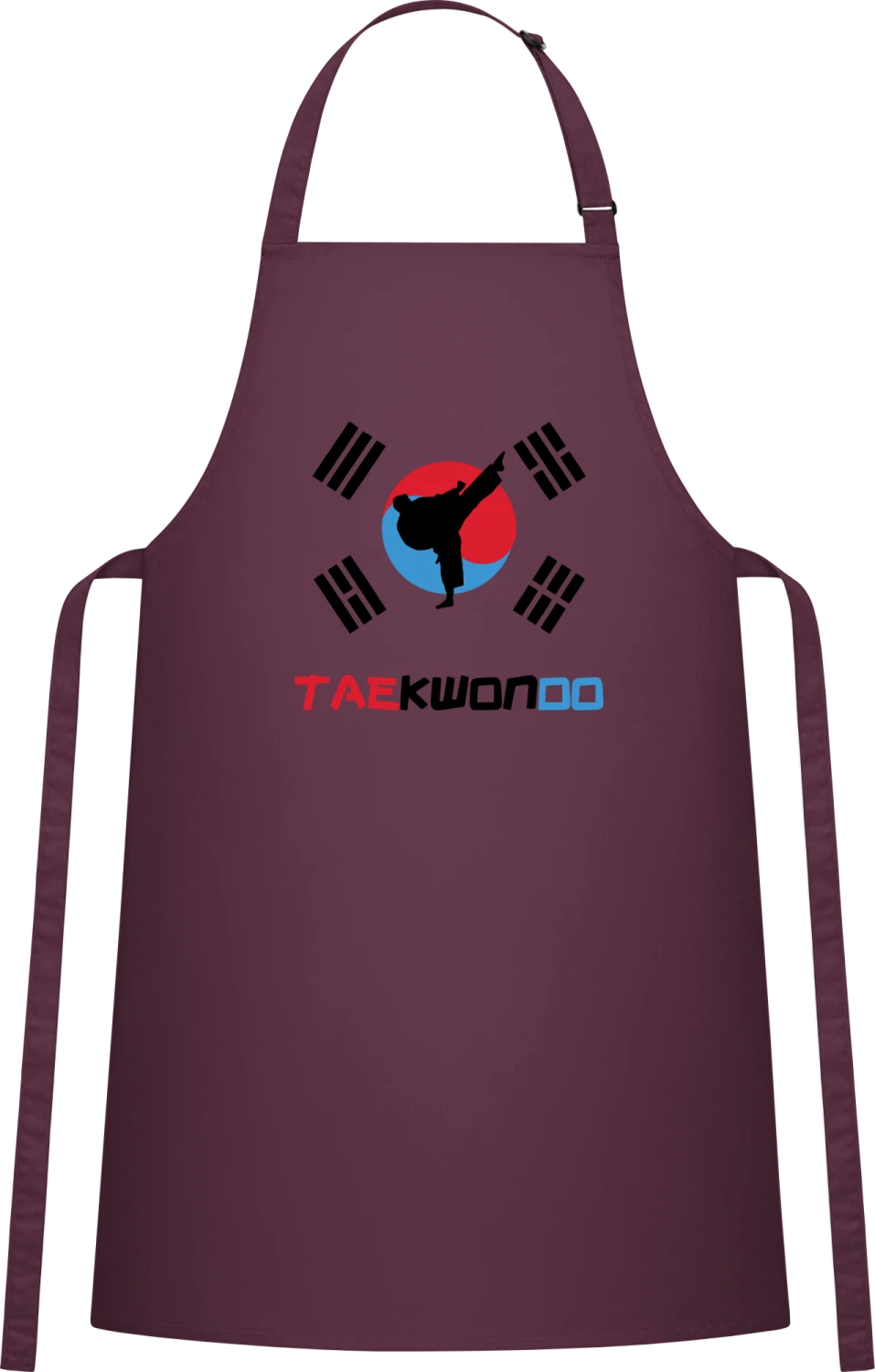 Tae kwon do Flag - Aubergine Cotton Bib Apron - Front