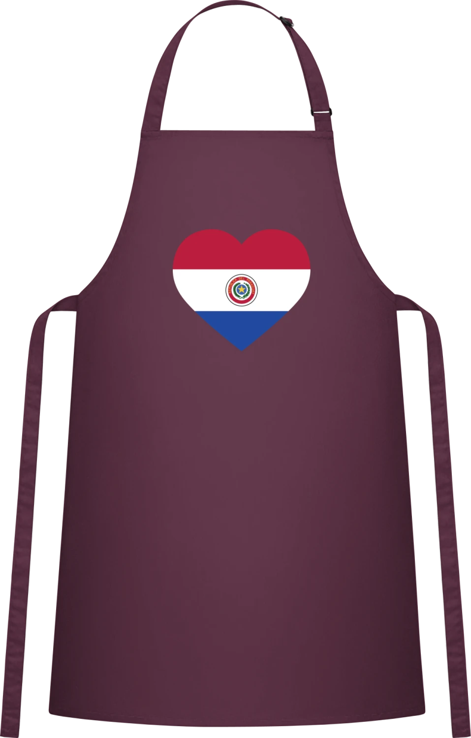 Paraguay Heart Flag - Aubergine Cotton Bib Apron - Front