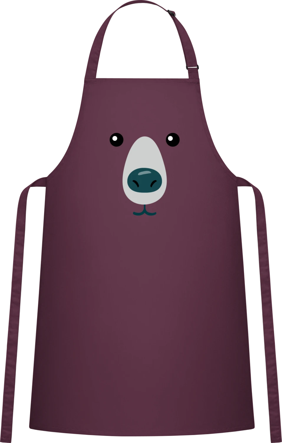 Ice Bear Face - Aubergine Cotton Bib Apron - Front