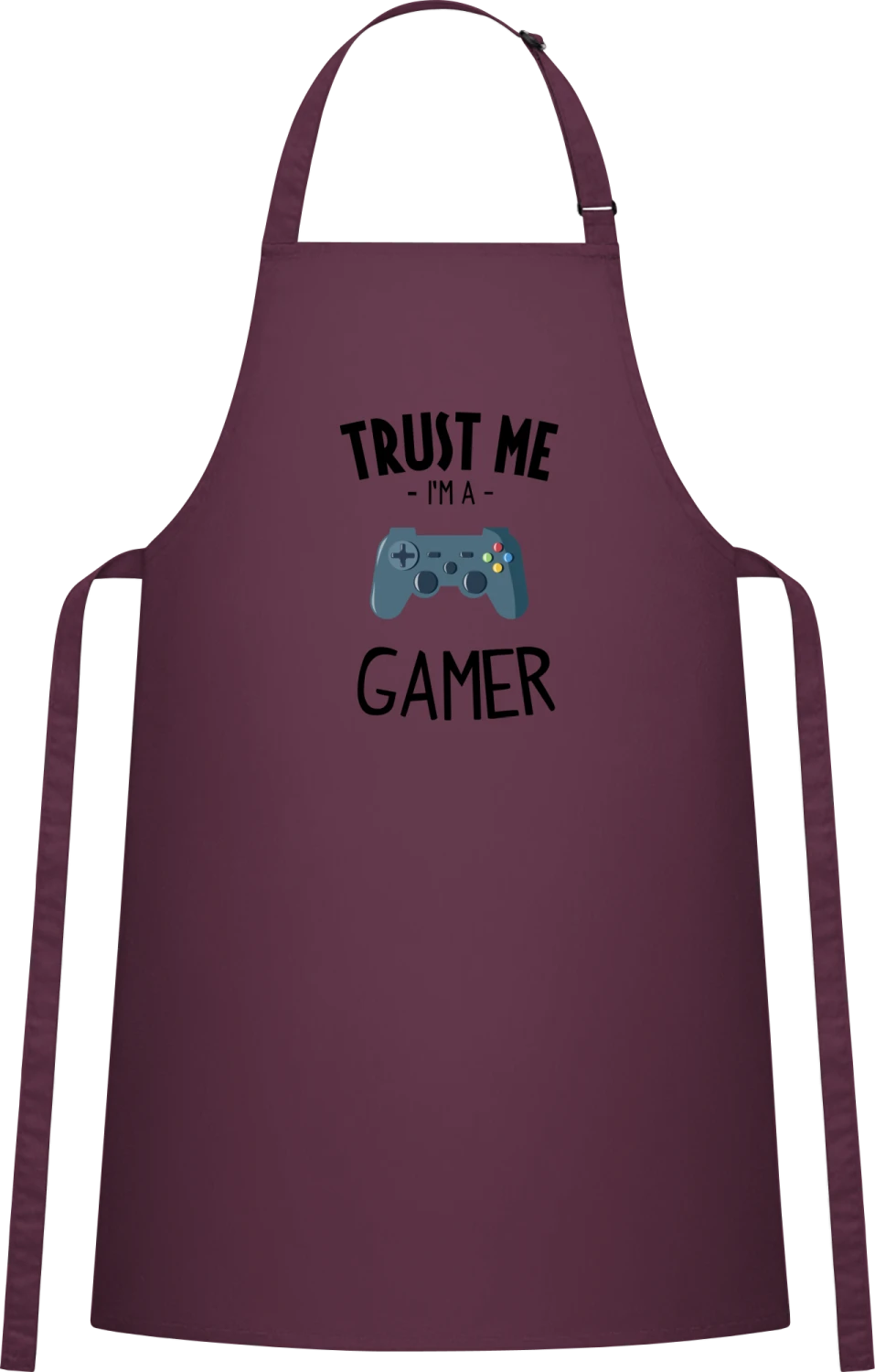 Trust Me I Am A Gamer - Aubergine Cotton Bib Apron - Front