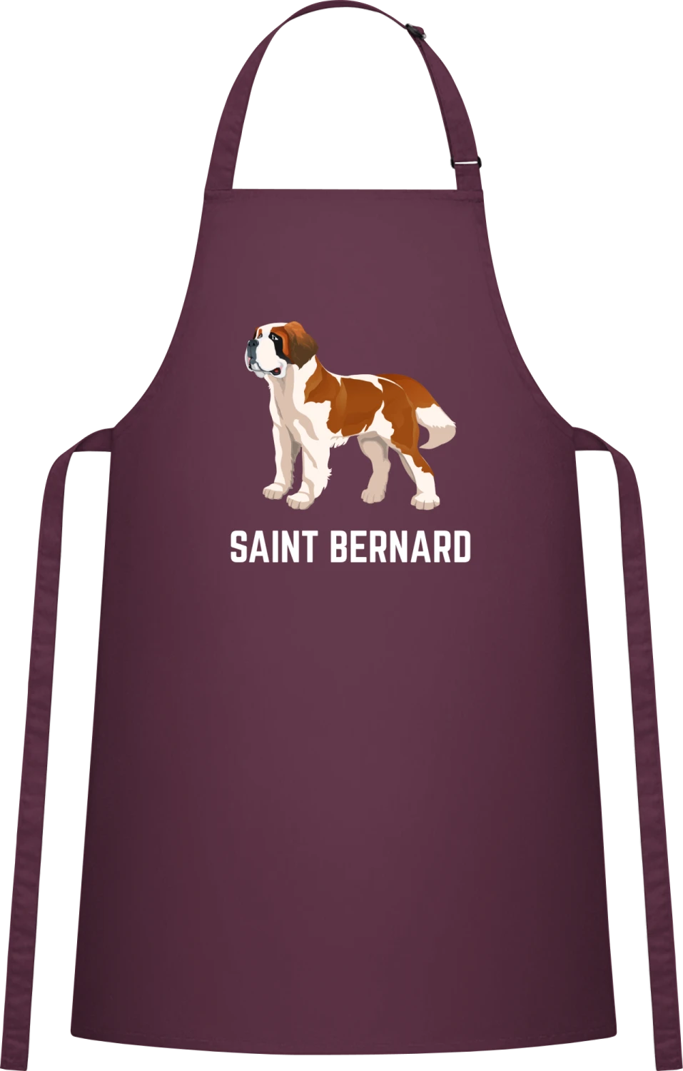 Saint Bernard Illustration - Aubergine Cotton Bib Apron - Front