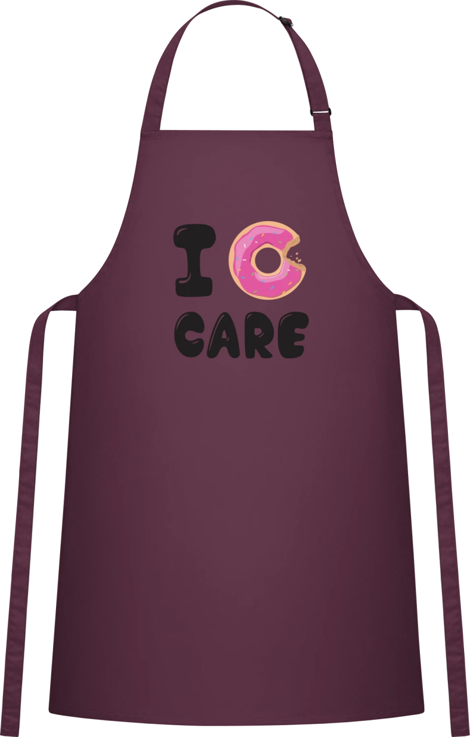 I Donut Care - Aubergine Cotton Bib Apron - Front