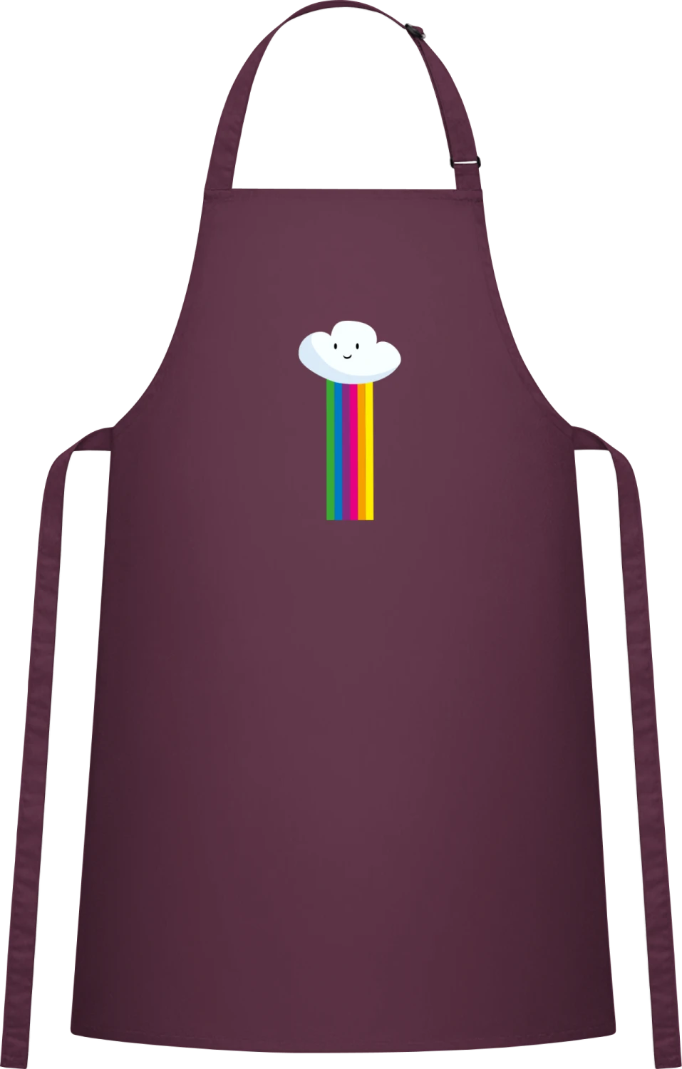 Happy Sky Rainbow - Aubergine Cotton Bib Apron - Front