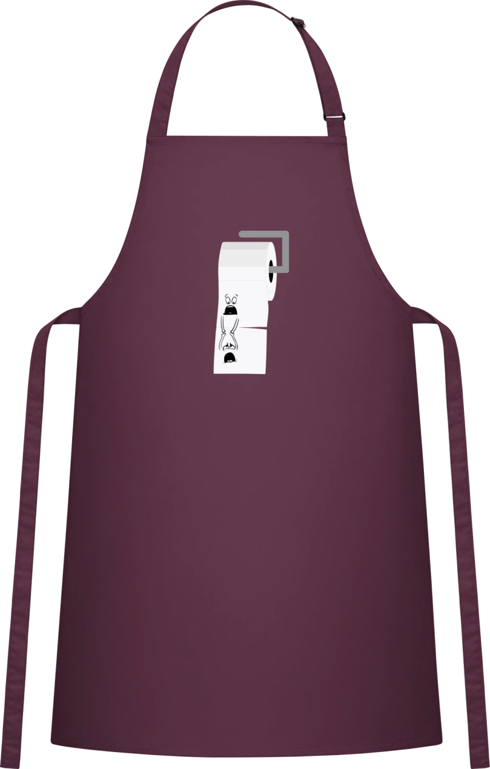 Toilet Paper Holding On - Aubergine Cotton Bib Apron - Front